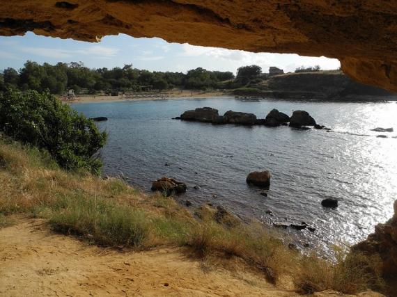 Holy Apostles beach seen from small cave